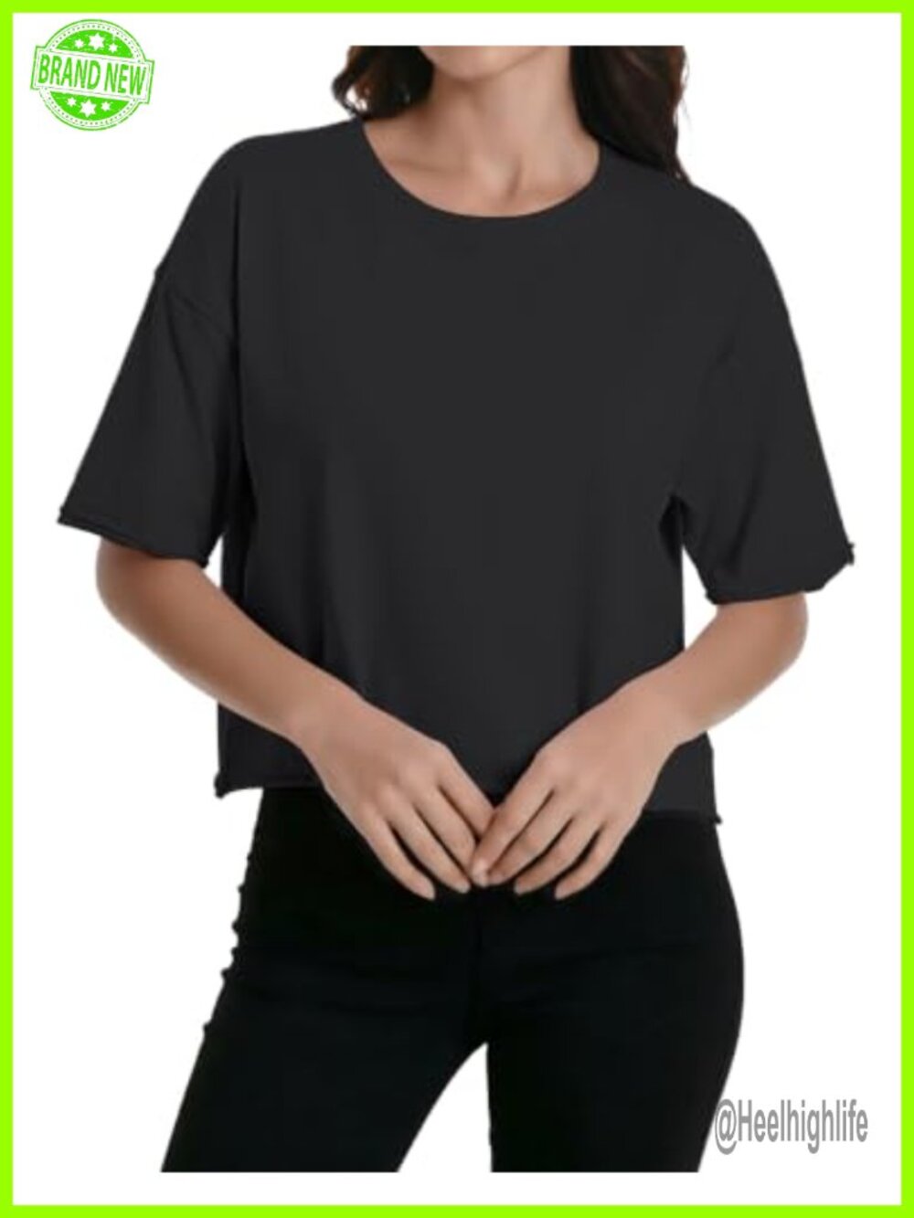 Oversized Crop Top Cotton Blend Short Sleeve Workout Yoga Tee